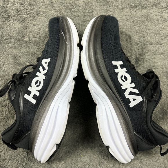 Hoka One One Shoes Womens 6 B Bondi 8 Black/White Running Athletic Gym - Picture 5 of 11